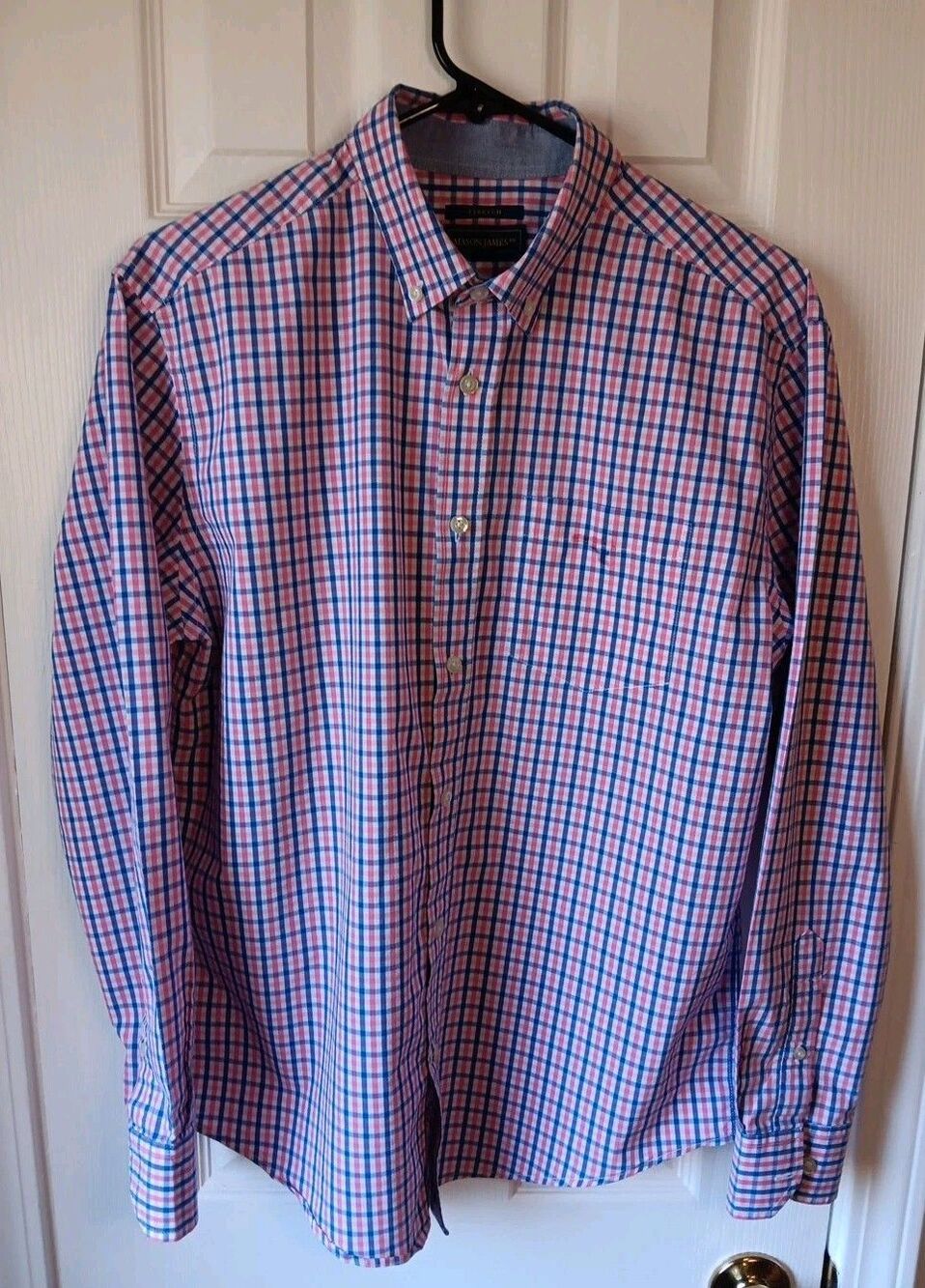 Mens Mason James Medium Long Sleeve Button Down Shirt Check Pattern